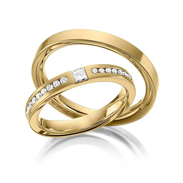 Argolla matrimonio con diamante princess