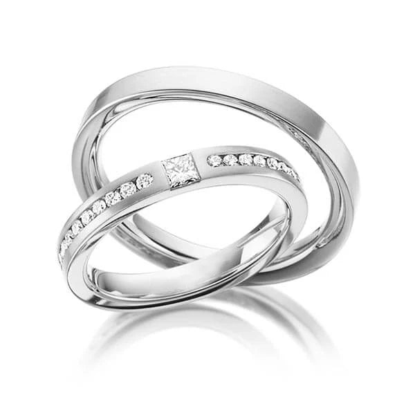 Argolla matrimonio con diamante princess